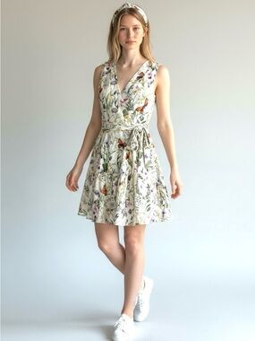 christian lacroix linen wrap dress NWT! Christian Lacroix Sleeveless Linen Blue Wrap Dress